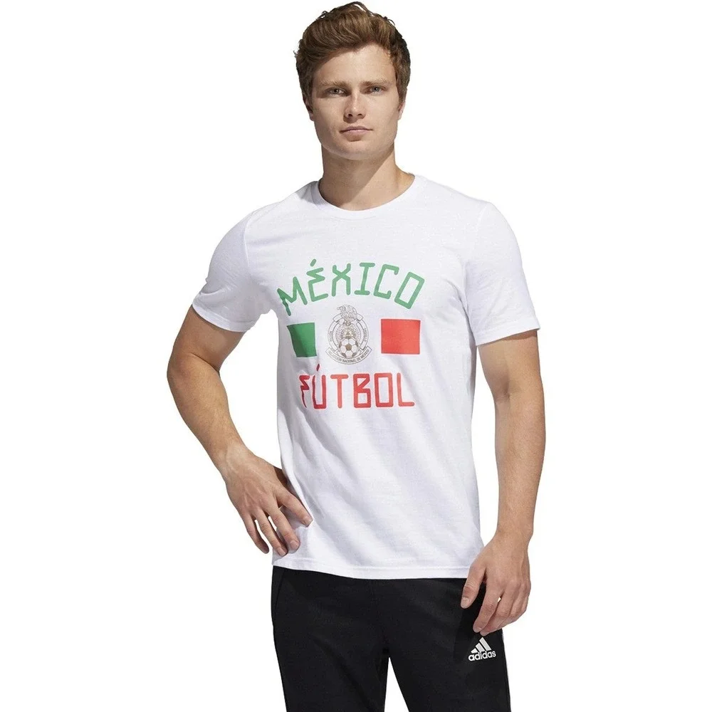 adidas Mexico Futbol Graphic T-Shirt Short Sleeve White Mens 2XL NWT
